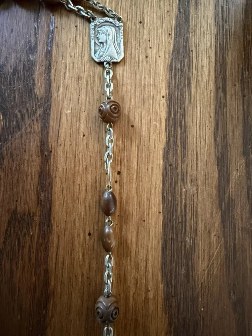 Vintage‎ French Rosary Brown Ceramic Beads FLAW